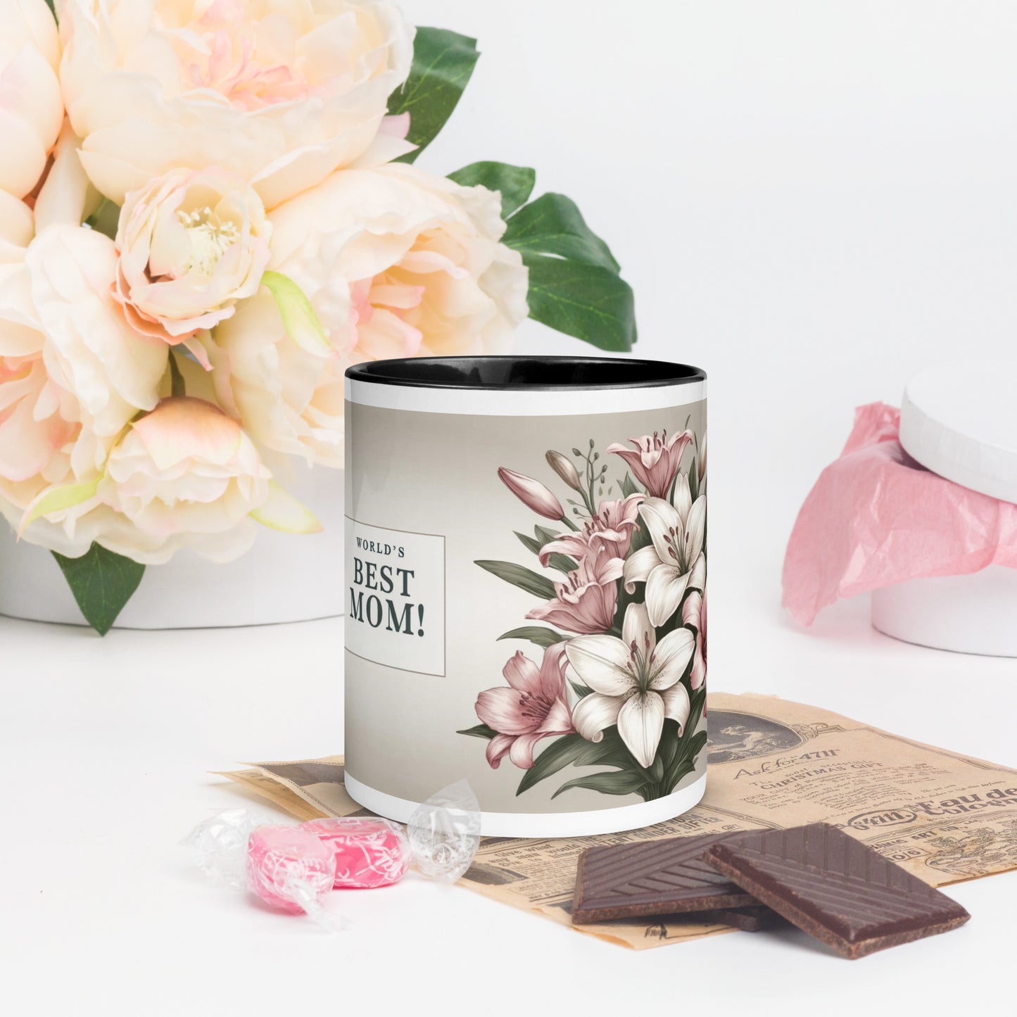 Mug with Color Inside | World's Best Mom (floral)