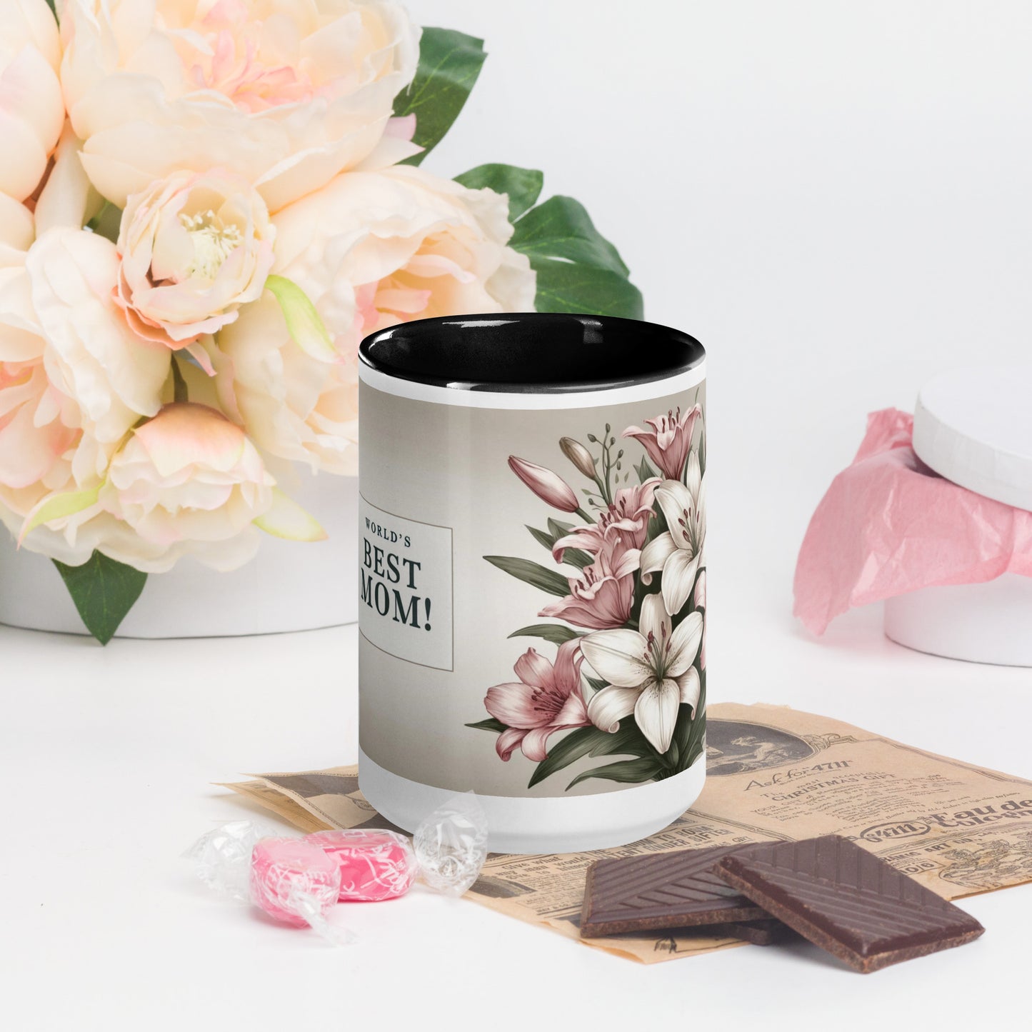 Mug with Color Inside | World's Best Mom (floral)