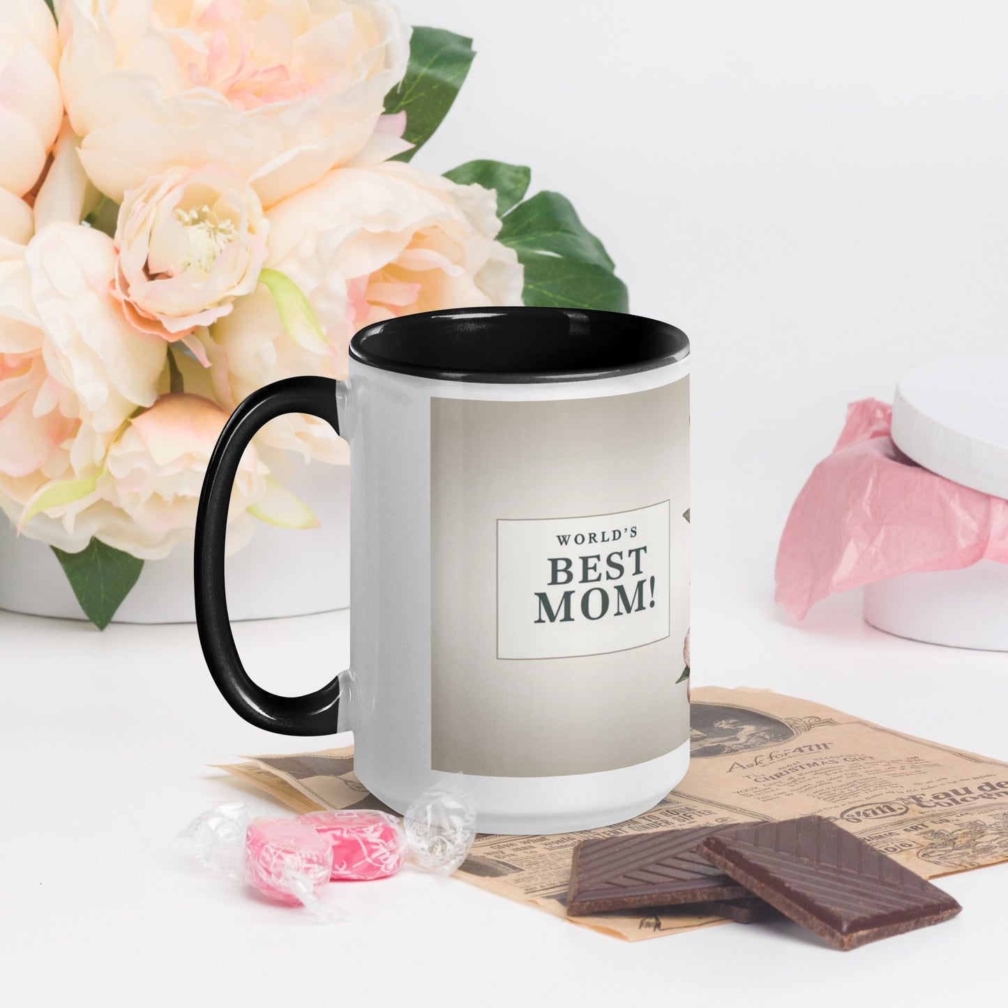 Mug with Color Inside | World's Best Mom (floral)
