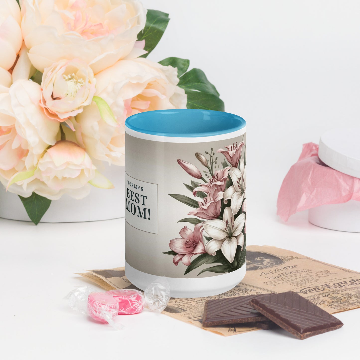 Mug with Color Inside | World's Best Mom (floral)