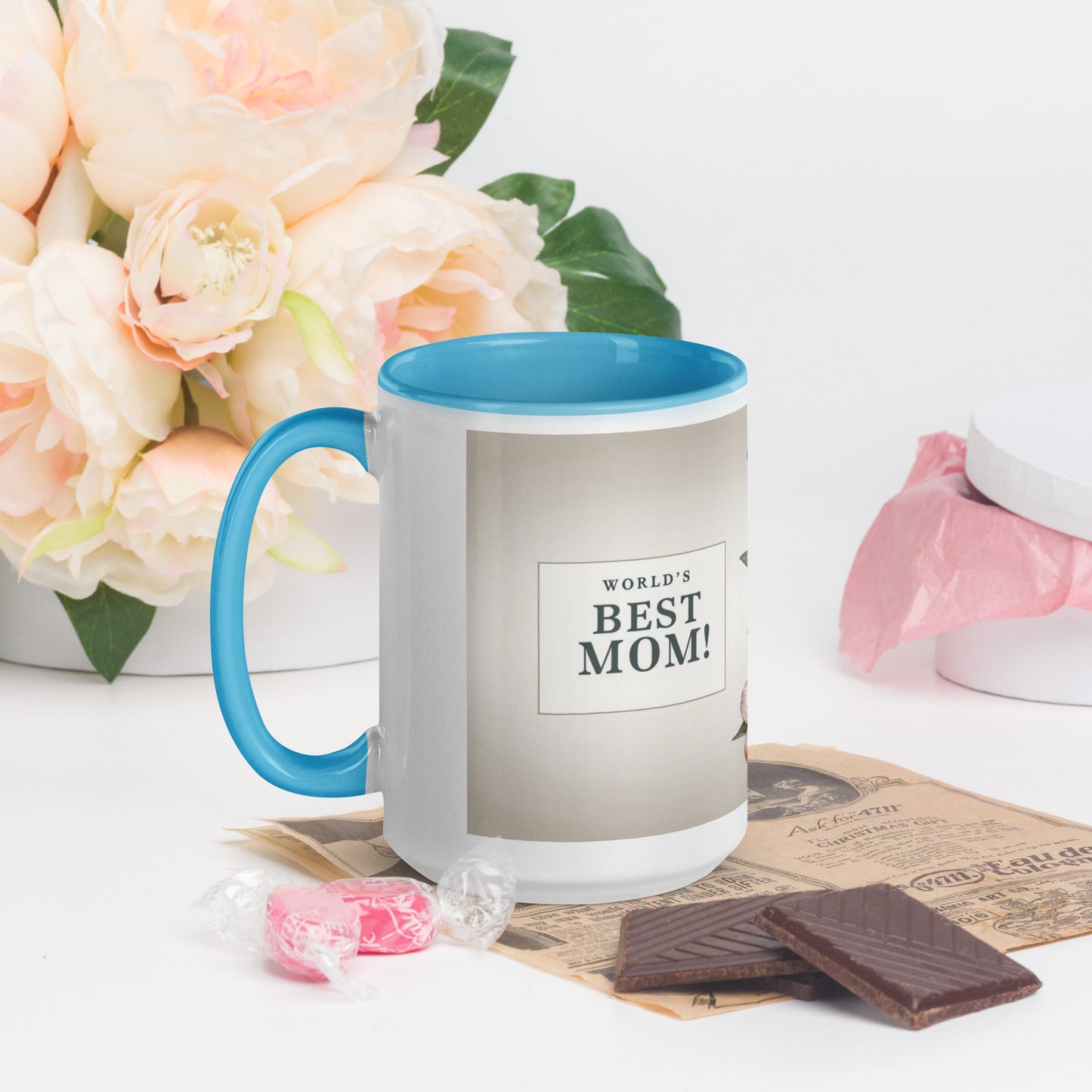 Mug with Color Inside | World's Best Mom (floral)