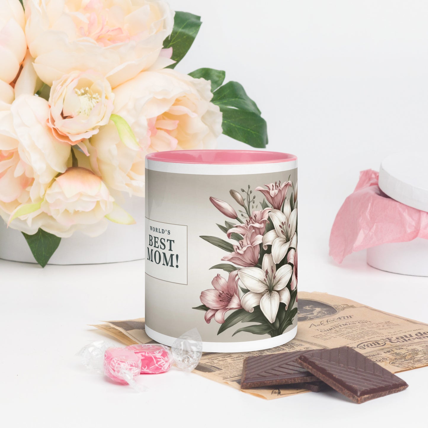 Mug with Color Inside | World's Best Mom (floral)